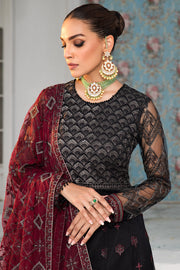 Latest Black Pakistani Frock with Maroon Contrast Party Wear