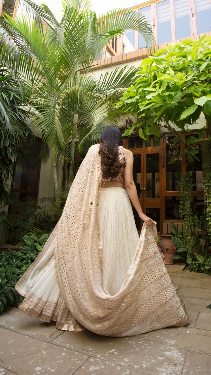 Latest Blouse Lehenga with Chikankari Dupatta for Wedding