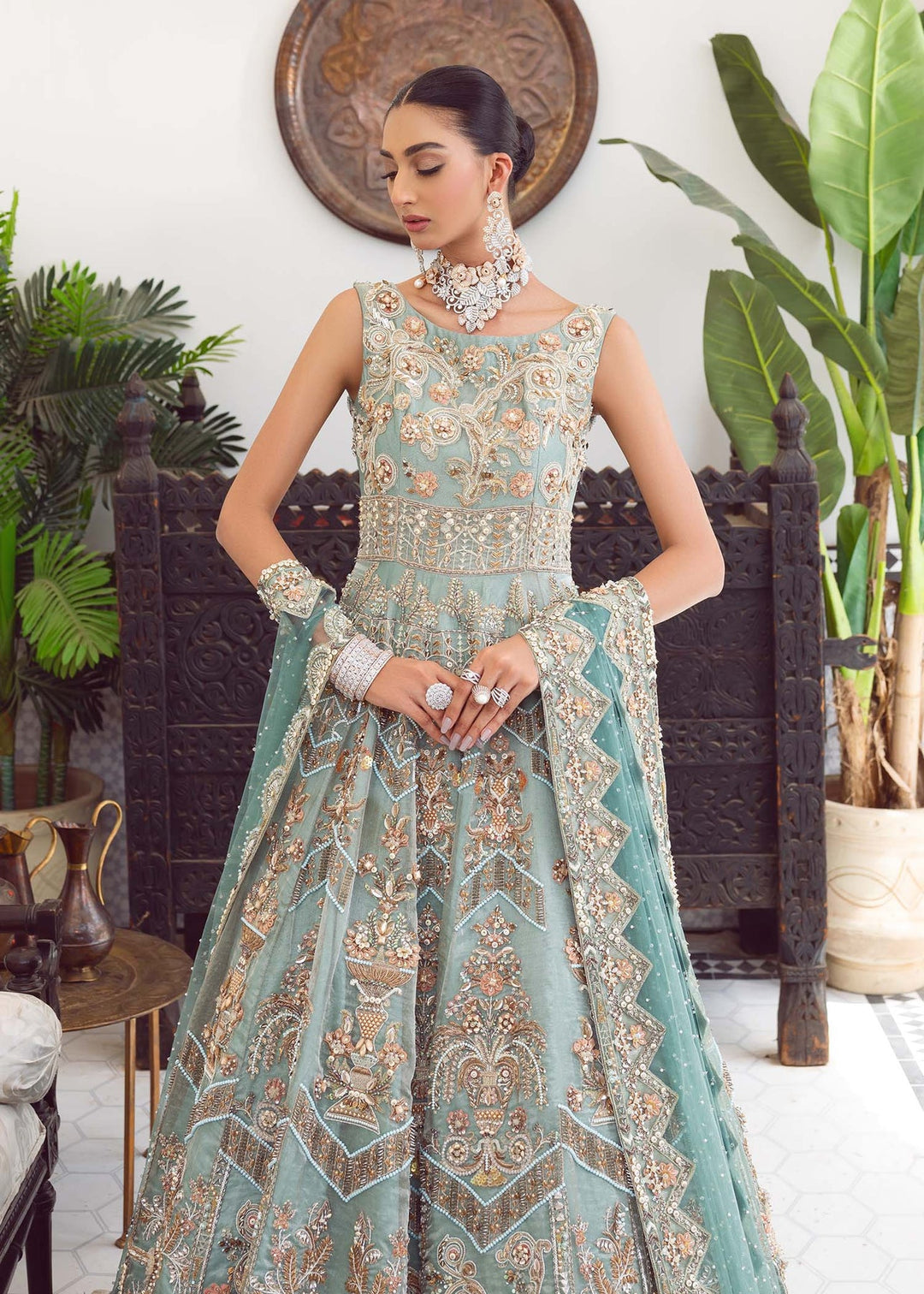Stunning Blue Pakistani Bridal Dress & Lehenga Ensemble