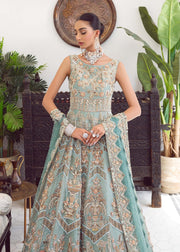 Latest Blue Bridal Dress Pakistani in Embellished Gown Style