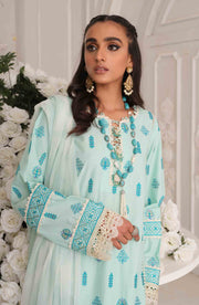 Latest Blue Kameez Trouser and Dupatta Pakistani Eid Dress
