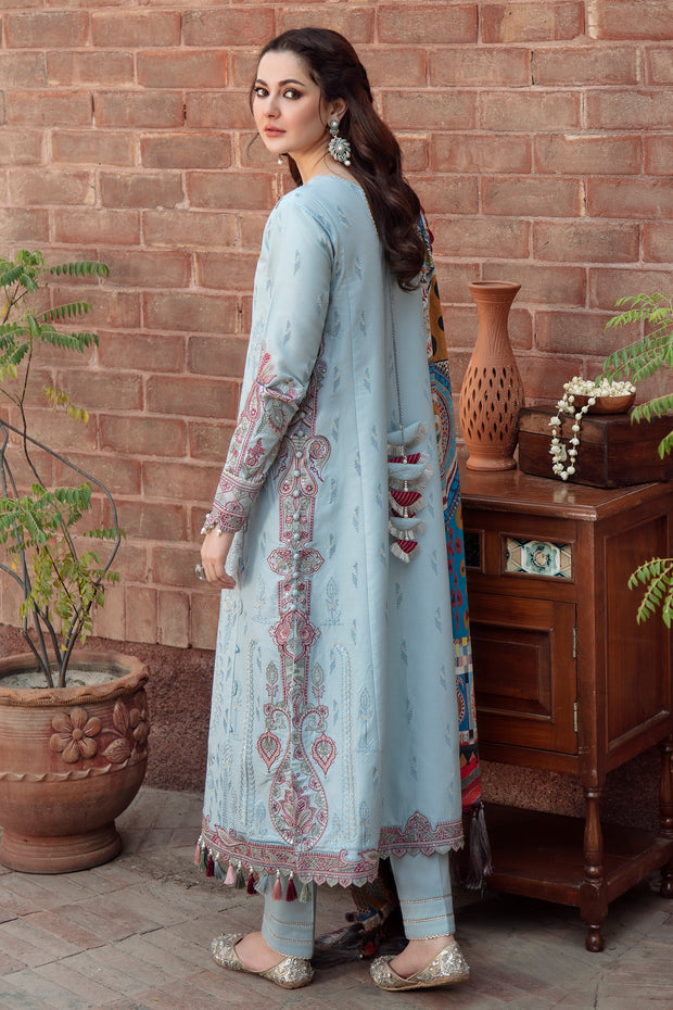 Latest Blue Pakistani Dress in Embroidered Salwar Kameez Style