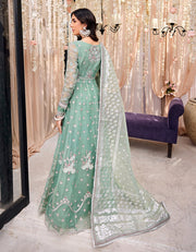 Latest Blue Pakistani Wedding Dress in Classic Frock Style