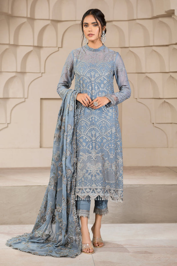 Latest Blue Short Shirt with Capri Pakistani Party Wear 2023