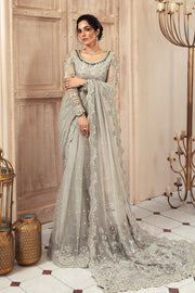 Latest Bridal Grey Saree Pakistani Wedding Dress Online
