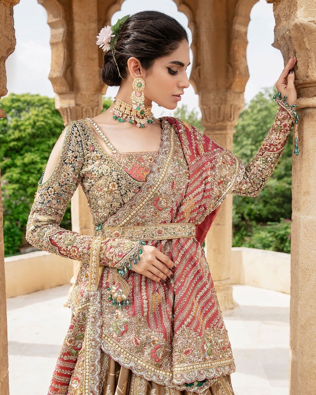 Elegant Olive Bridal Lehenga Choli for Pakistani Weddings