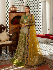 Latest Bridal Mehndi Dress in Pishwas Frock and Lehenga Style