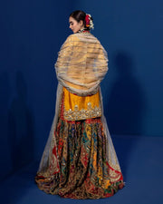 Latest Bridal Mehndi Dress in Sharara Kameez Dupatta Style