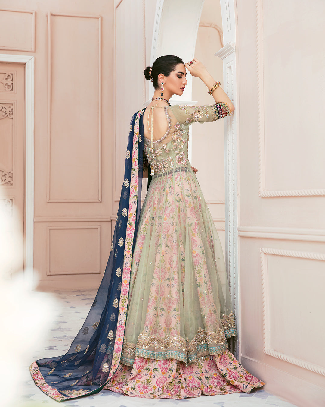 Stunning Pink Bridal Lehenga & Front Open Gown – Pakistani Style