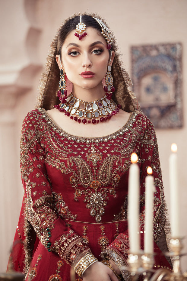 Latest Bridal Red Lehenga Blouse Dupatta Dress for Wedding