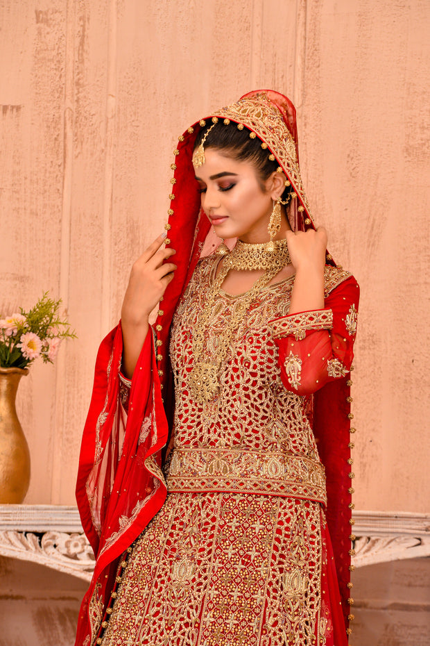 Latest Bridal Red Lehenga Dress Pakistani