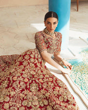 Latest Bridal Wedding Dress in Red Lehenga Choli Dupatta Style
