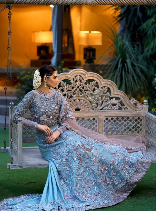 Latest Bridal Wedding Lehnga in Sky Blue Color