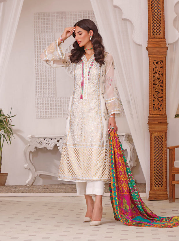 Latest Chiffon White Salwar Kameez Dupatta Pakistani Eid Dress