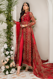 Latest Crimson Red Pakistani Dress in Long Style 2022