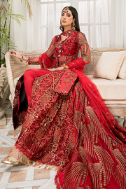 Latest Crimson Red Pakistani Dress in Long Style Designer