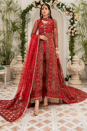 Latest Crimson Red Pakistani Dress in Long Style