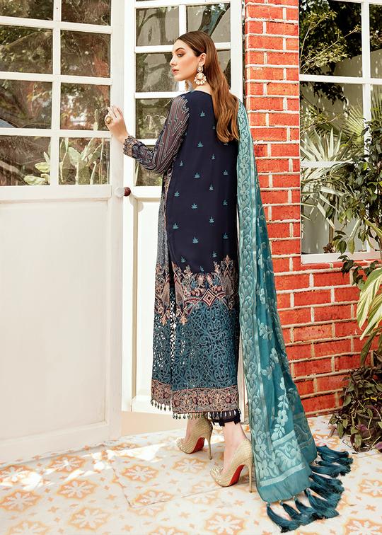 Latest Crinkle Chiffon Dress for Party Backside Look