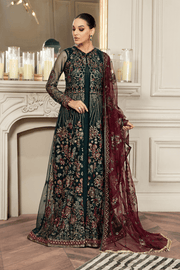 Latest Dark Green Traditional Pishwas Frock with Lehenga Dress