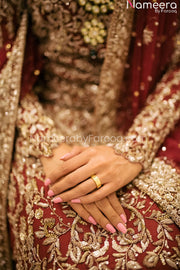 Latest Deep Red Bridal Dress Pakistani Online 2