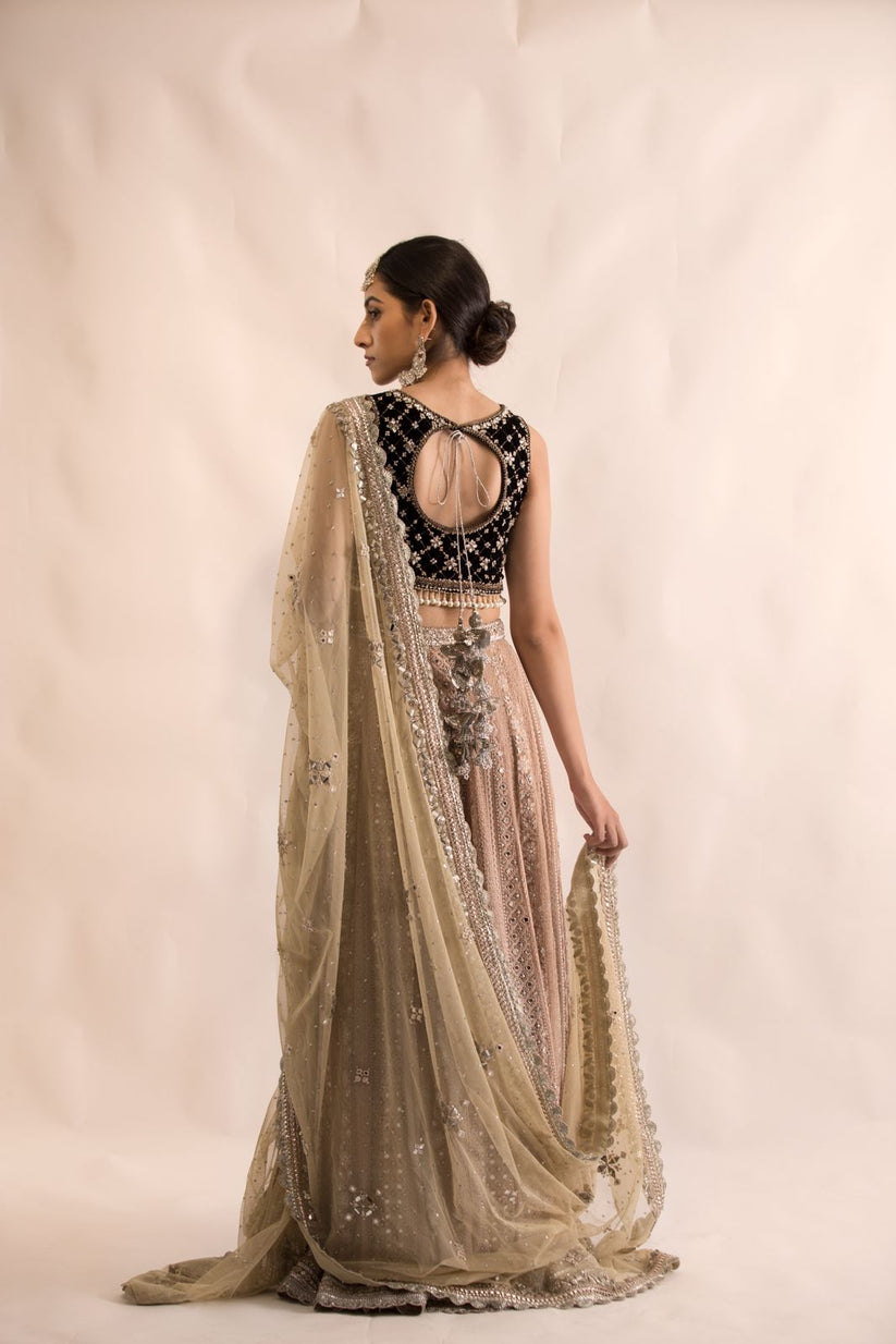Latest Desi Lehenga with Sleeveless Choli and Dupatta Dress