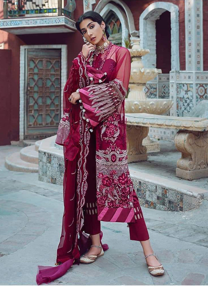 Latest Designer Chiffon Suit in Maroon Color