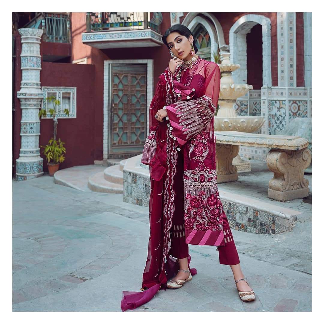 Latest Designer Chiffon Suit in Maroon Color