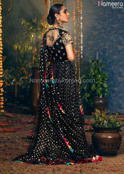 Latest Pakistani Choli Lehenga with Embroidery Backside Look