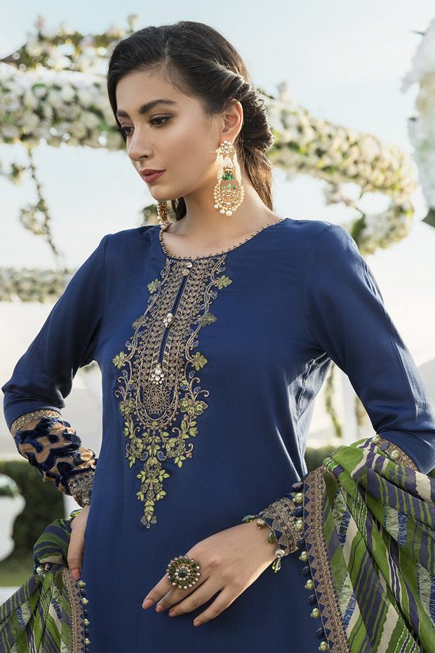 Latest Designer Party Outfit in Blue Color Close Up