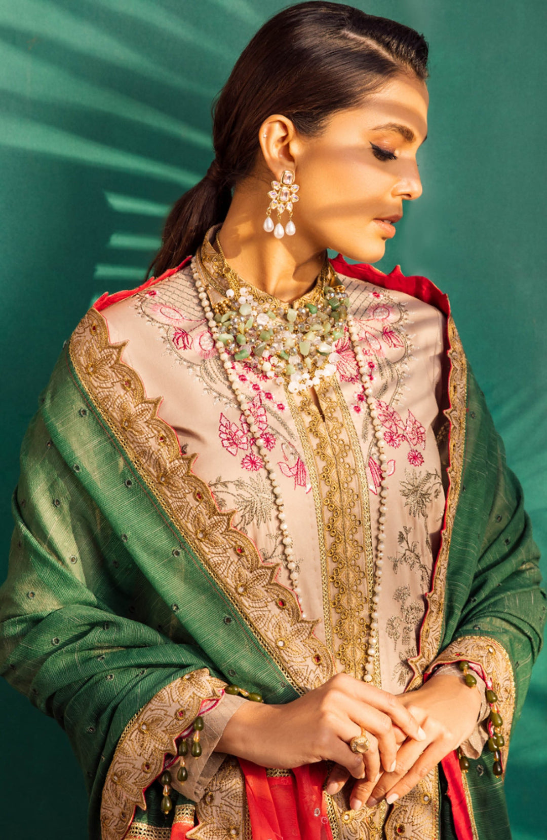 Latest Eid Dress in Embroidered Kameez Trouser Dupatta Style