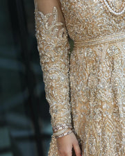 Latest Elegant Golden Bridal Dress Pakistani Online