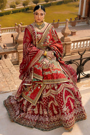 Latest Elegant Pakistani Bridal Dress in Premium Raw Silk Red Lehenga Choli and Dupatta Style