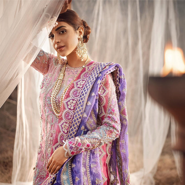 Latest Elegant Sharara Kameez Pakistani Pink Dress