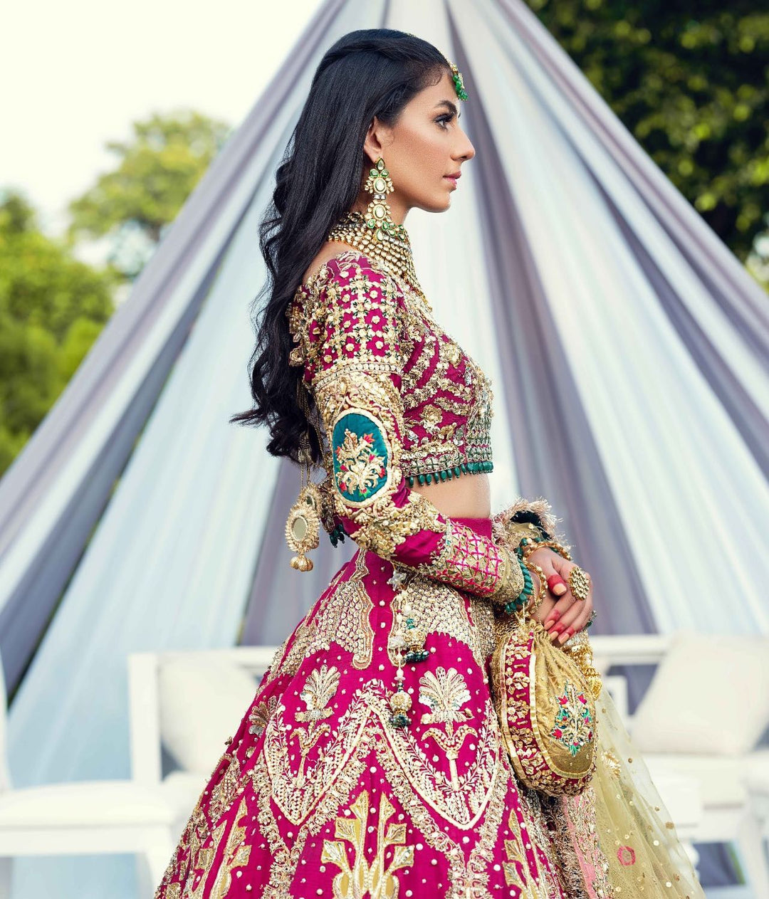 Latest Embellished Bridal Lehenga Choli and Dupatta Dress