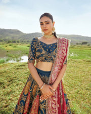 Latest Embellished Bridal Wedding Dress in Lehenga Choli Style