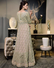 Latest Embellished Front Open Gown Pakistani Bridal Dress