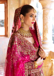 Latest Embellished Front Open Pakistani Bridal Gown with Chiffon Lehenga and Net Dupatta Dress