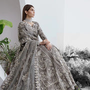 Latest Embellished Grey Bridal Lehenga Choli and Dupatta Dress