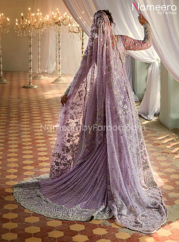Embellished Kameez with Bridal Sharara Dress in Lilac Shade – Nameera ...