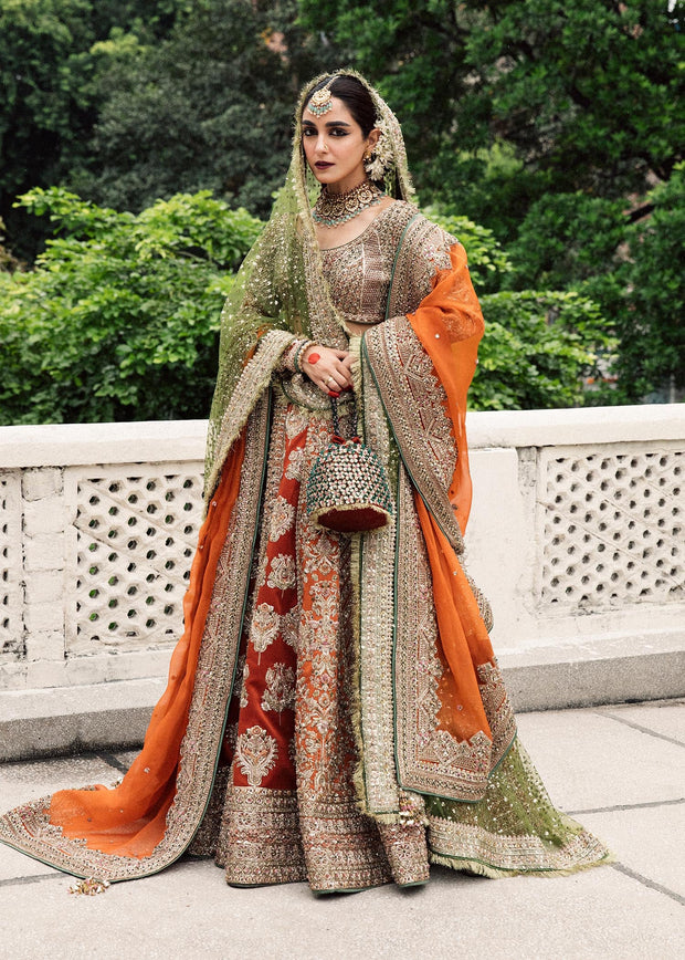 Latest Embellished Organza Bridal Lehenga with Choli and Double Dupattas Pakistani Bridal Dress