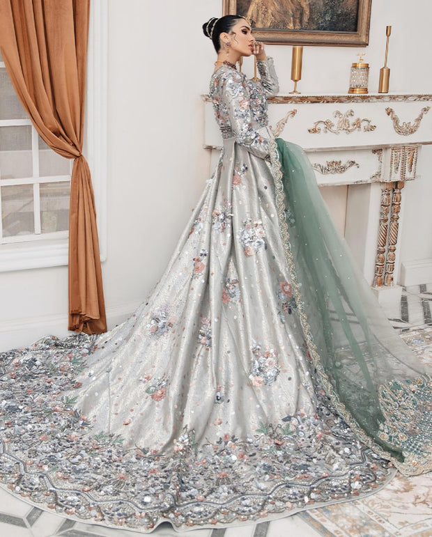 Latest Embellished Pakistani Bridal Gown and Dupatta Dress