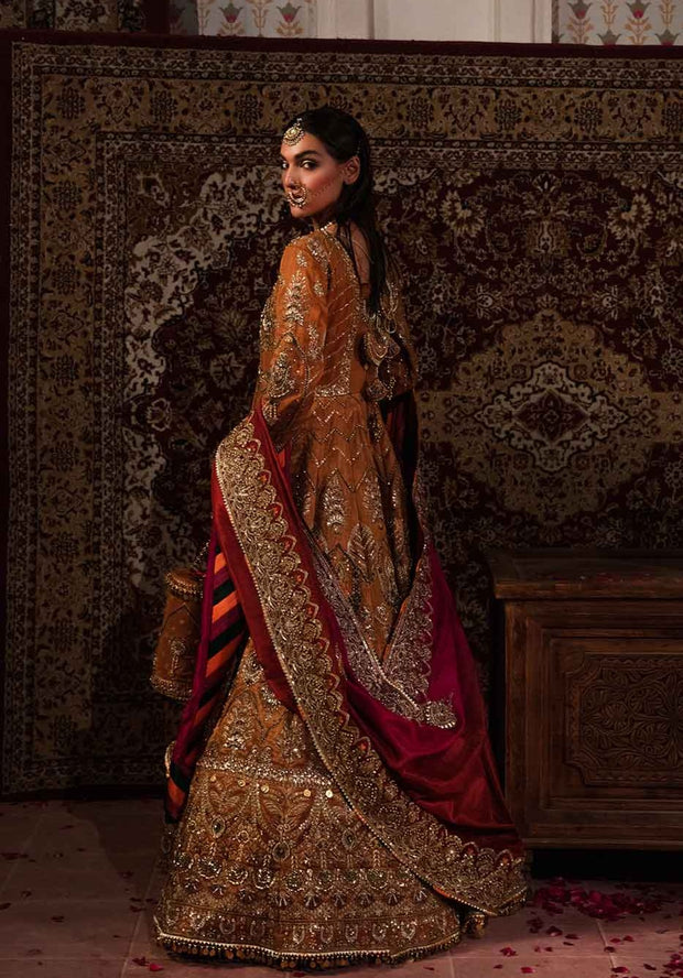 Latest Embellished Pakistani Bridal Pishwas Frock and Dupatta