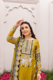 Latest Embellished Pakistani Kameez Pants with Dupatta Dress