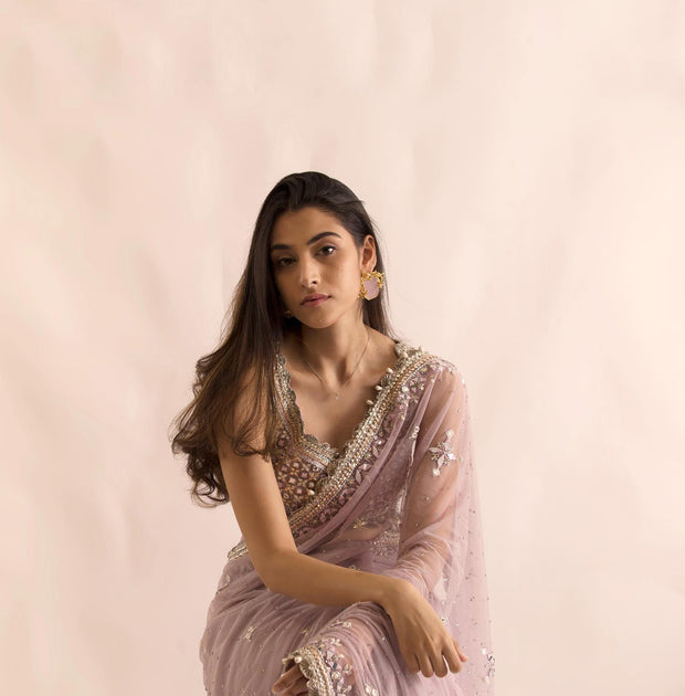 Latest Embellished Pakistani Wedding Saree with Blouse Dress