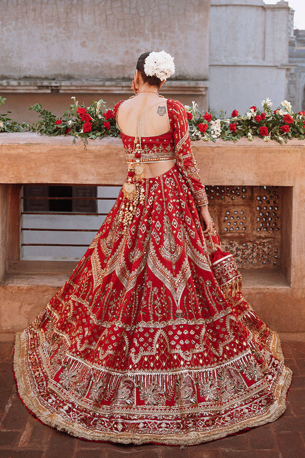 Latest Embellished Red Bridal Lehenga Choli Dupatta Dress