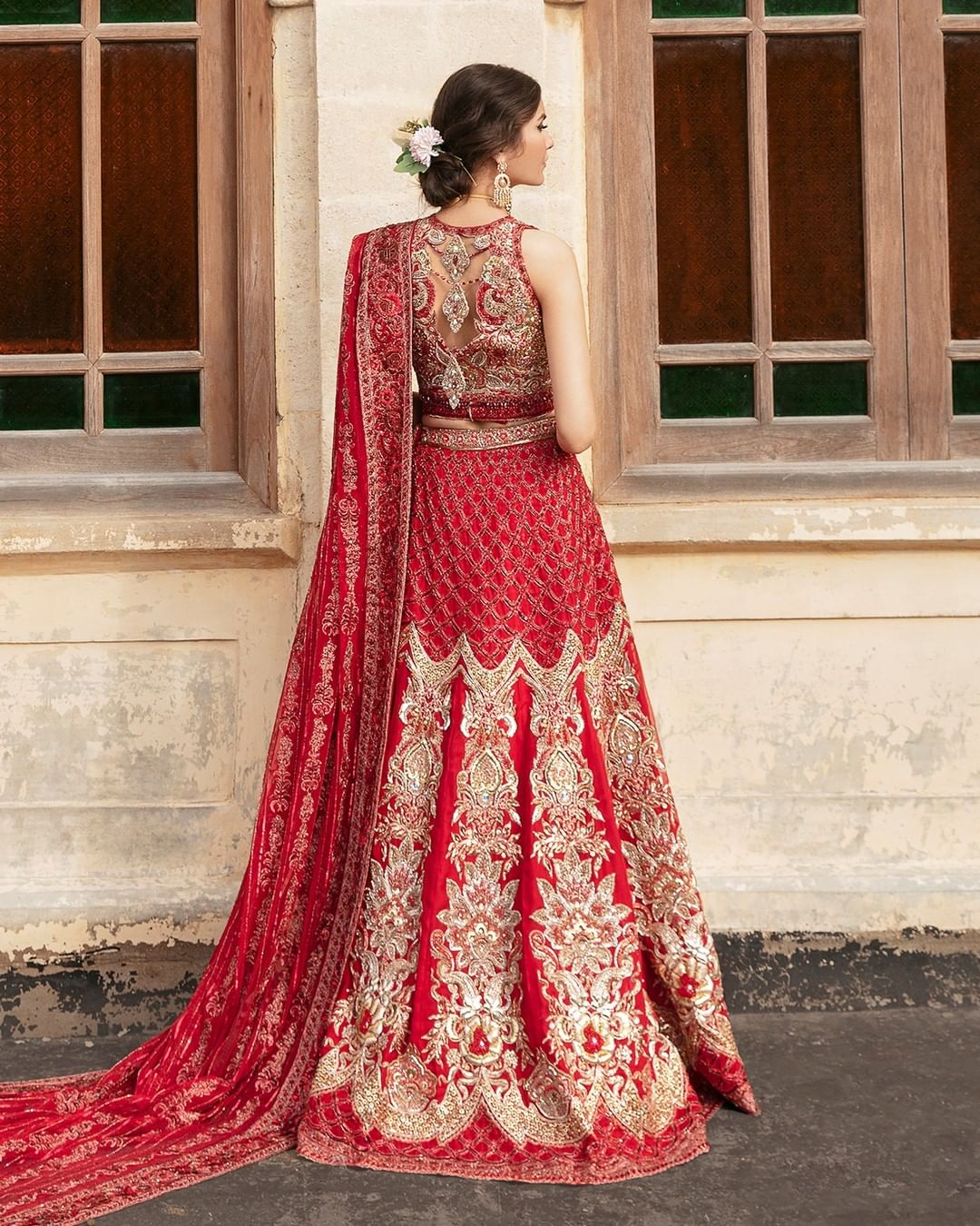 Elegant Pakistani Bridal Lehenga with Embellished Dupatta