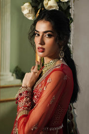 Latest Embellished Red Pakistani Bridal Dress in Gown Style