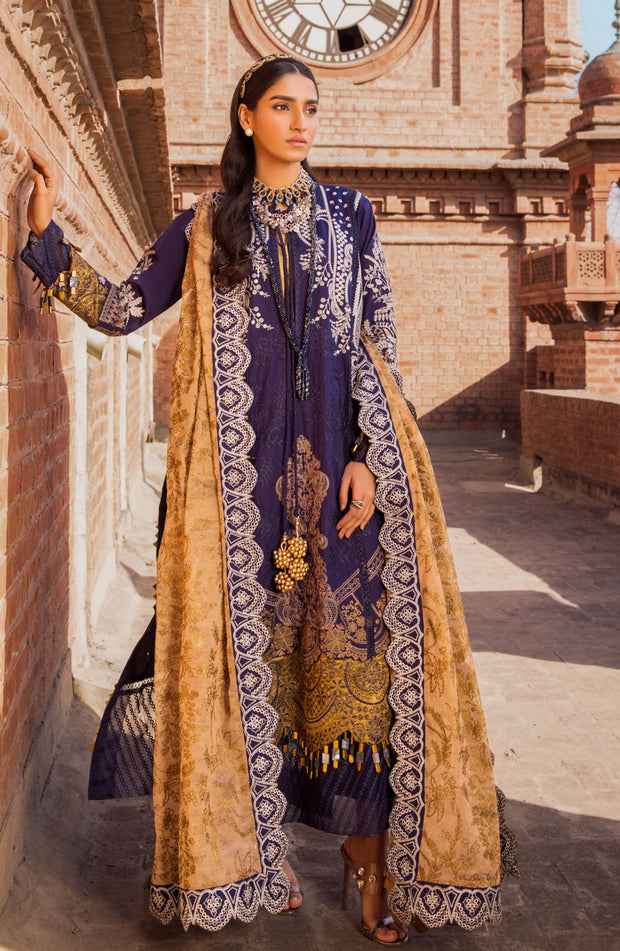 Latest Embroidered Lawn Dress in Kameez Trouser Dupatta Style