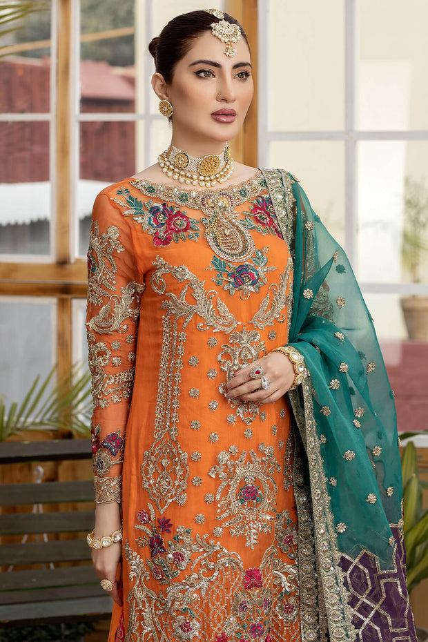 Luxury Embroidered Pakistani Party Dress Long Kameez Gharara Style Suit