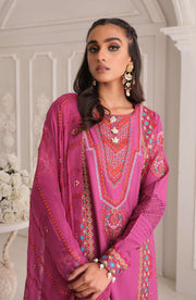 Latest Embroidered Pink Kameez Trouser Dupatta Dress in Lawn